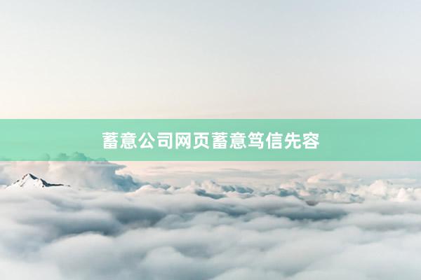 蓄意公司网页蓄意笃信先容