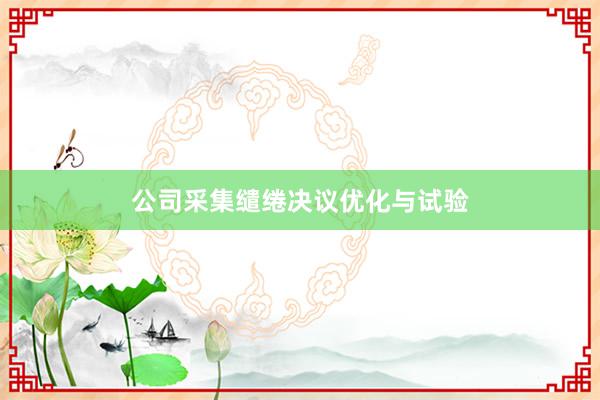 公司采集缱绻决议优化与试验